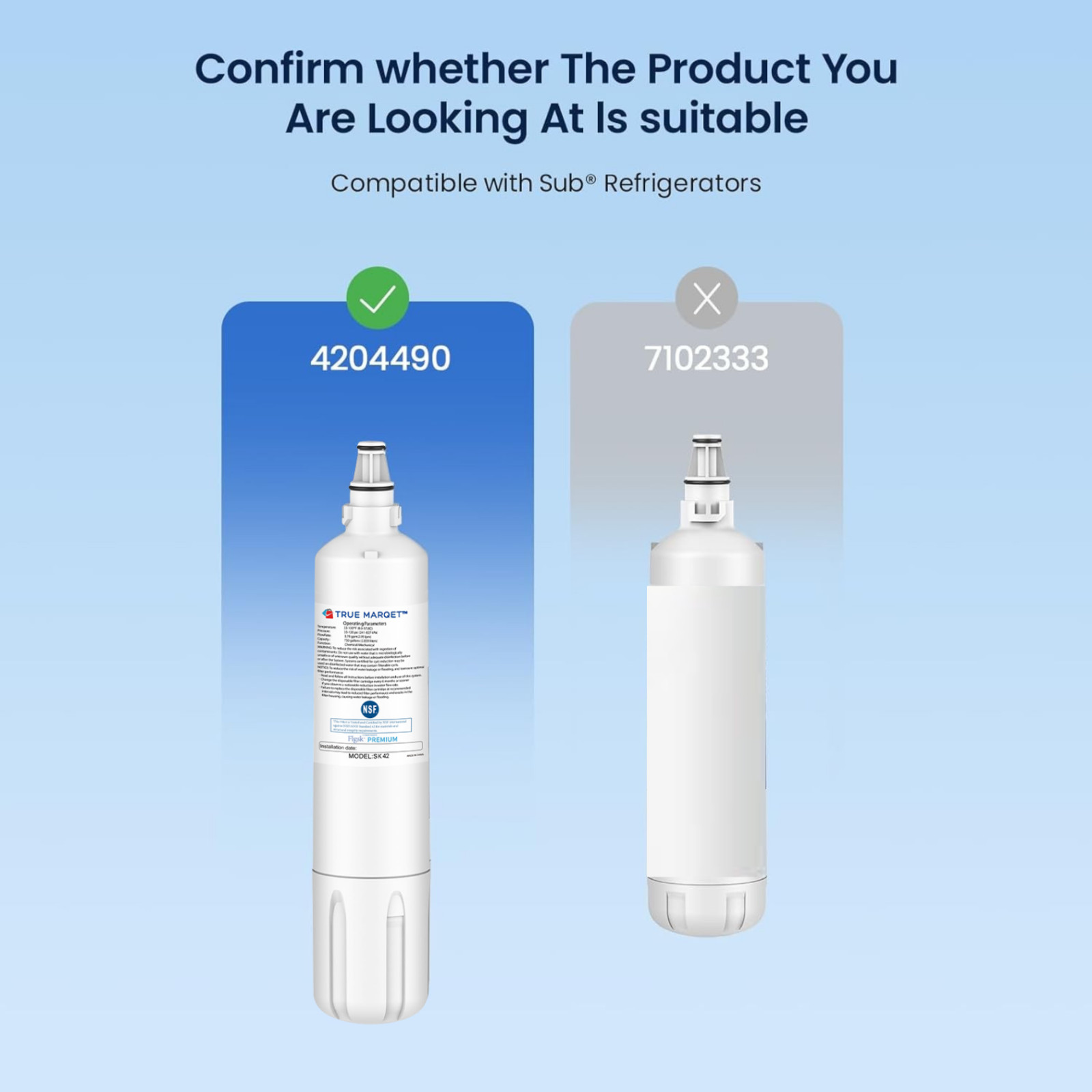 4204490 Replacement Fridge Water Filter for Sub-Zero + InSinkErator F1000 F2000