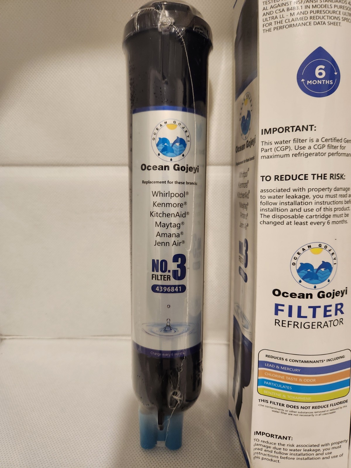 4x New Sealed Replacement Refrigerator Filter Model GP003 4396841 – Damaged Box
