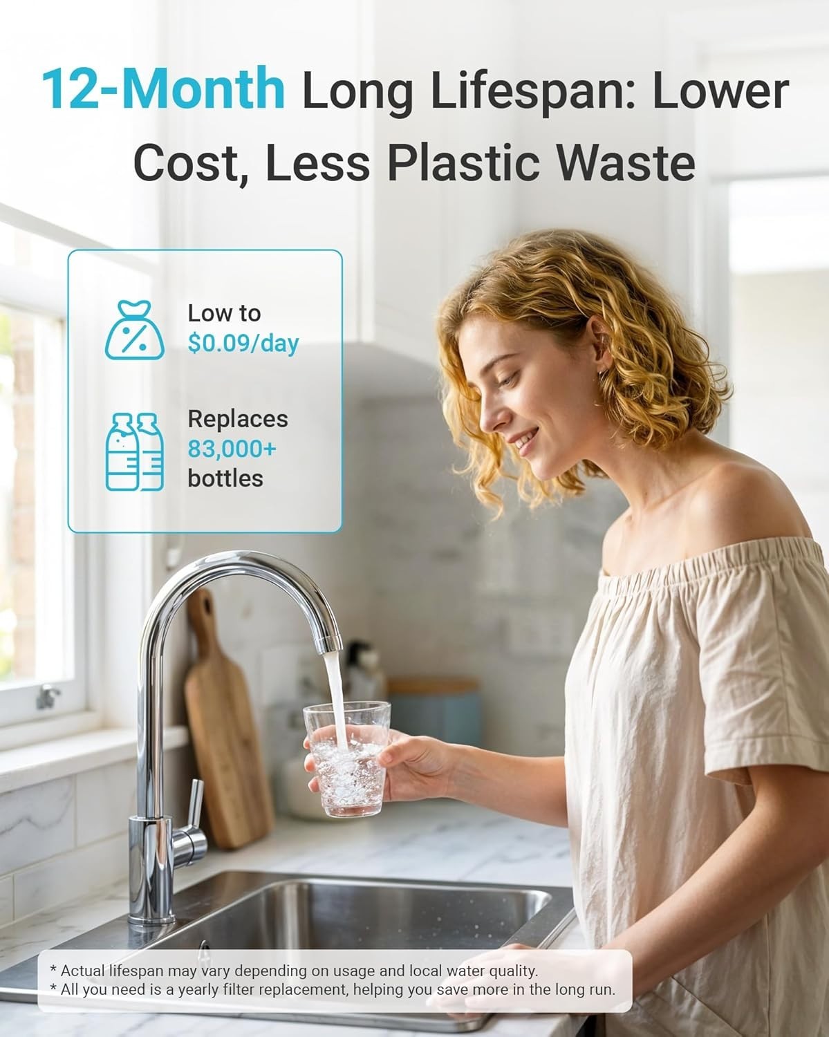 AQUA CREST UP16 Under Sink Water Filter System, Reduces up to 99.52% Chlorine