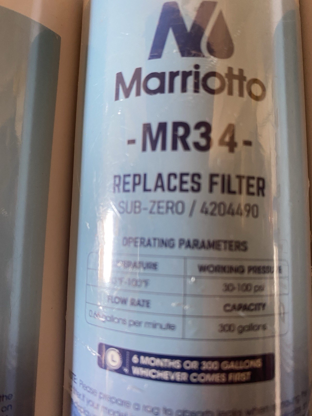 New 3-Pack Of Marriotto MR34 Water Filters Replaces Sub-Zero 4204490