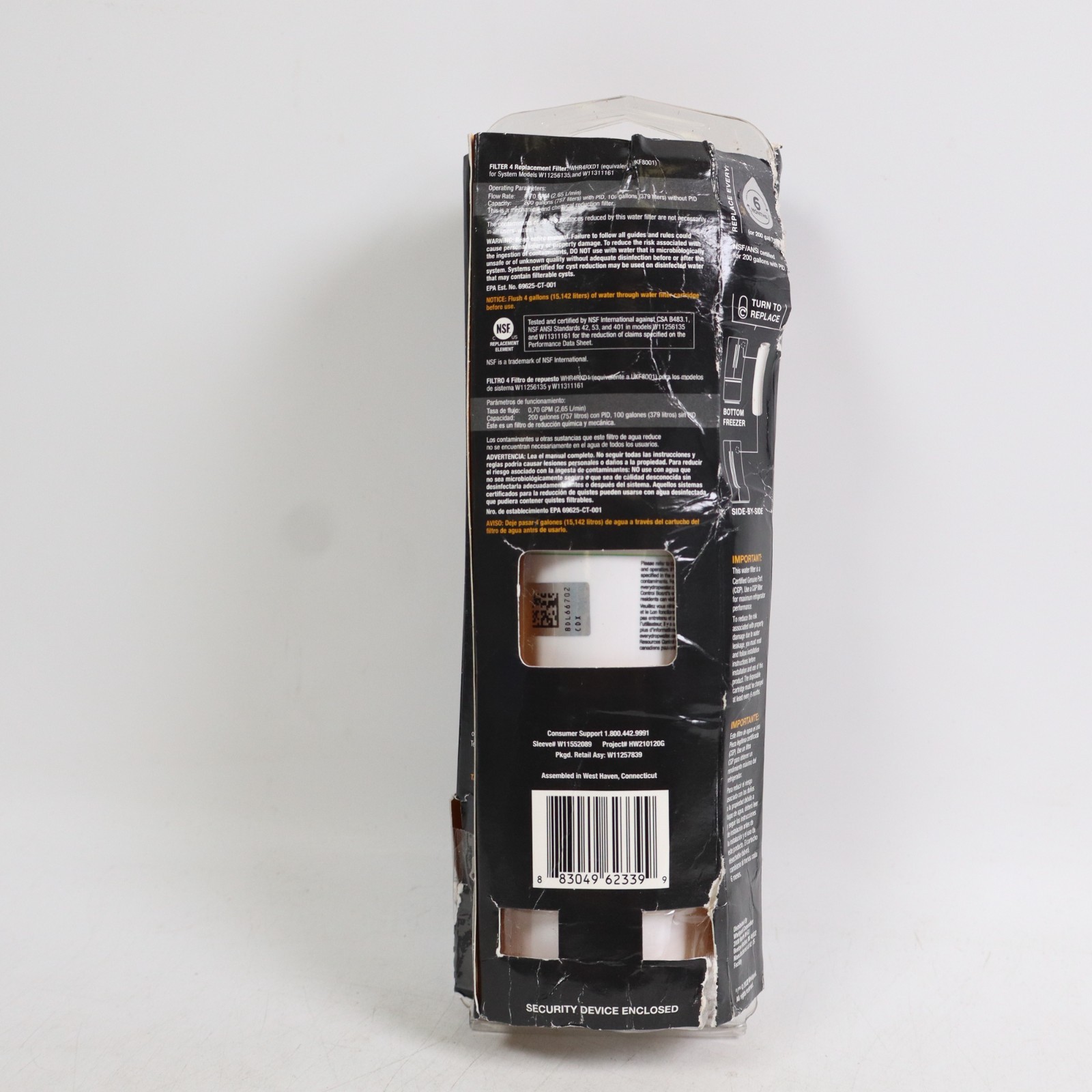 Whirlpool® Refrigerator Ice and Water Filter 4 WHR4RXD1, Single-Pack, Green Open