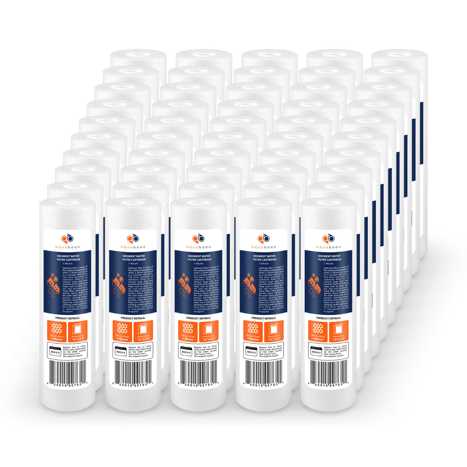 50-PACK of Sediment Water Filter Cartridges Reverse Osmosis 10″ x 2.5″, 1 Micron