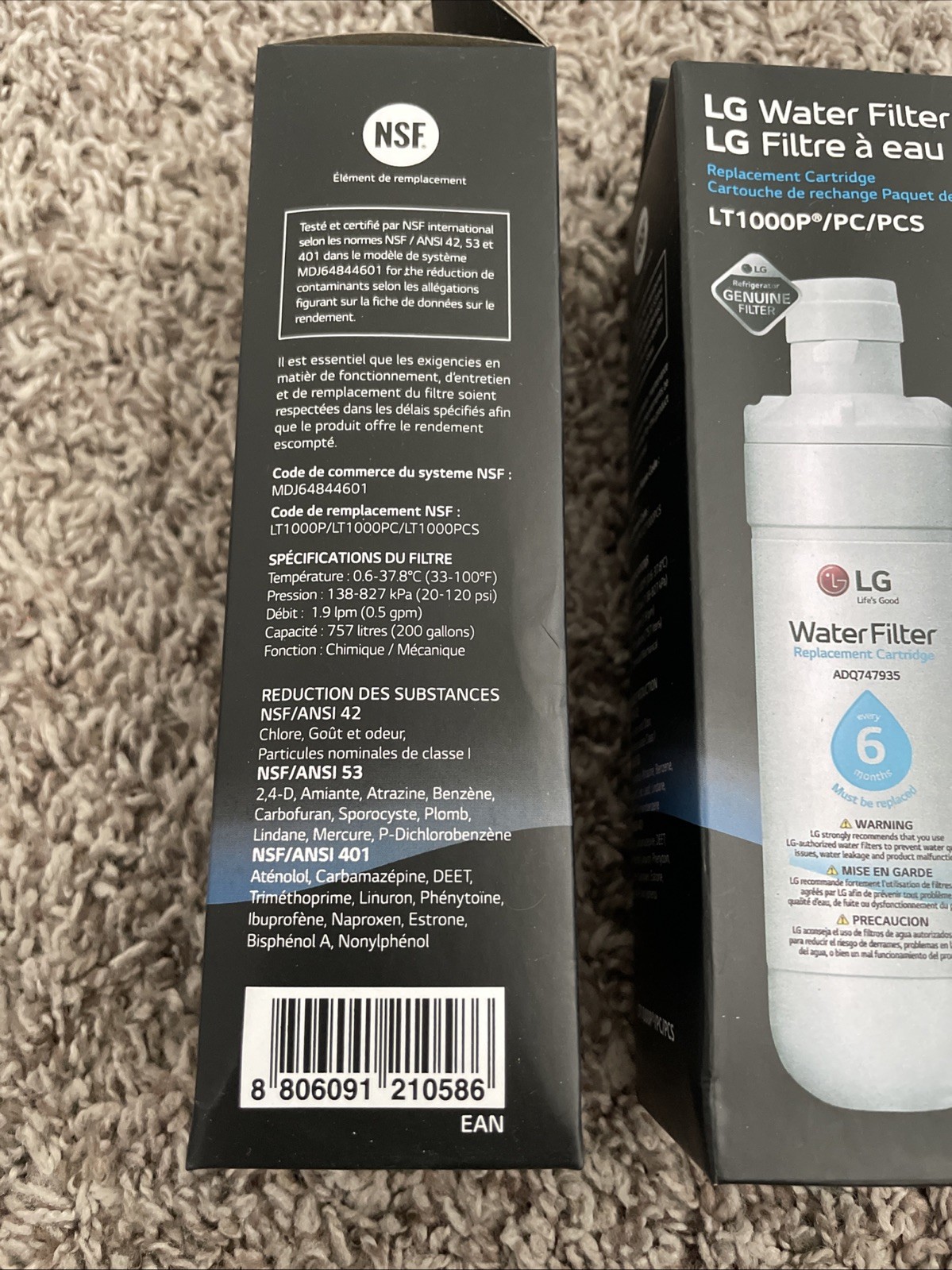 2 PACK Refresh Refrigerator Ice Water Filter For LG LT1000P ADQ747935 Brand New
