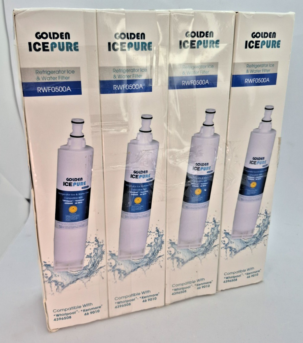 Golden Icepure RWF0500A Refrigerator Water Filter 4-Pack Whirlpool Kenmore