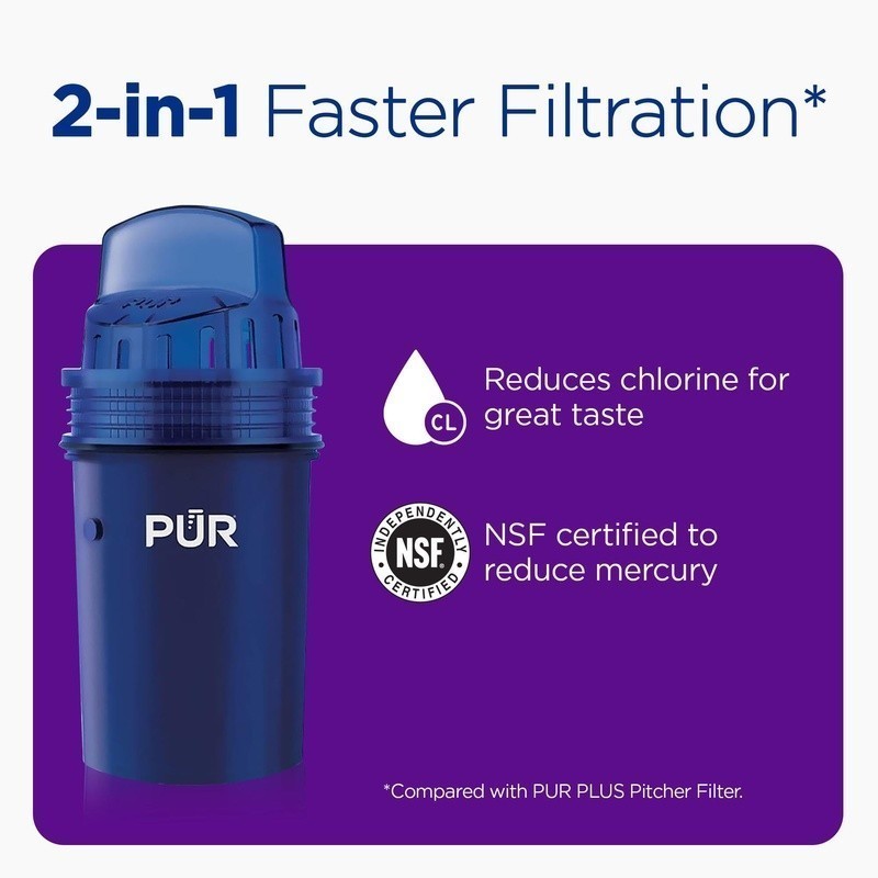 XL 44-Cup Water Filter Dispenser Fast Filtration 2in1 System Reduces Chemicals