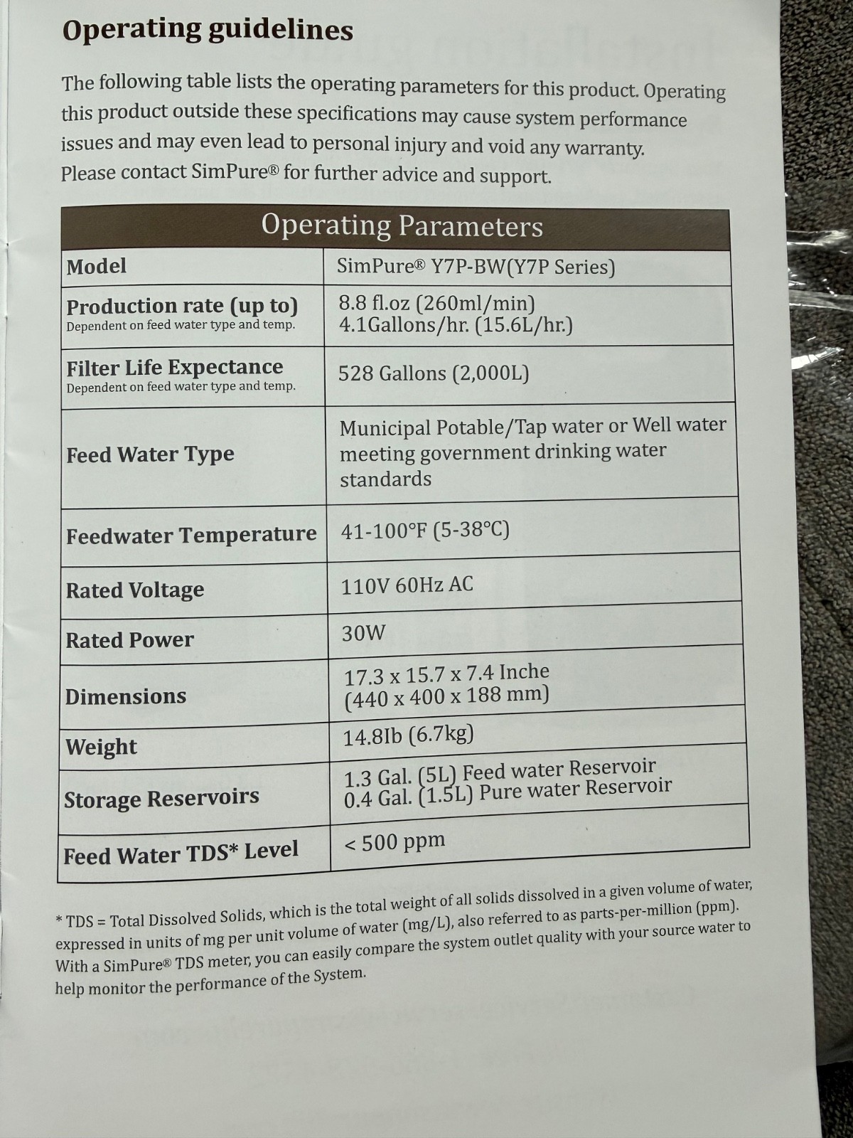 SimPure Y7P-BW UV Countertop Reverse Osmosis Water Filter, NSF/ANSI 58 Certified