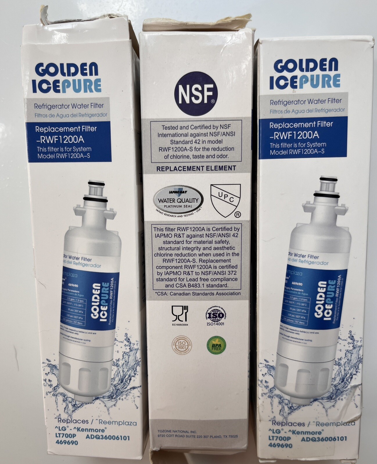 3 Filters LG LT700P Refrigerator ADQ36006101 RWF1200A Water 3 Pack Sealed