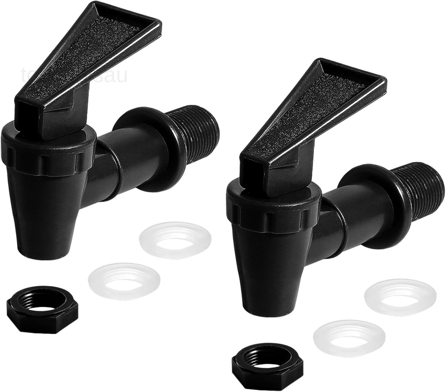 2Pcs BPA-Free Replacement Cooler Faucet, Black Plastic Water Spigot