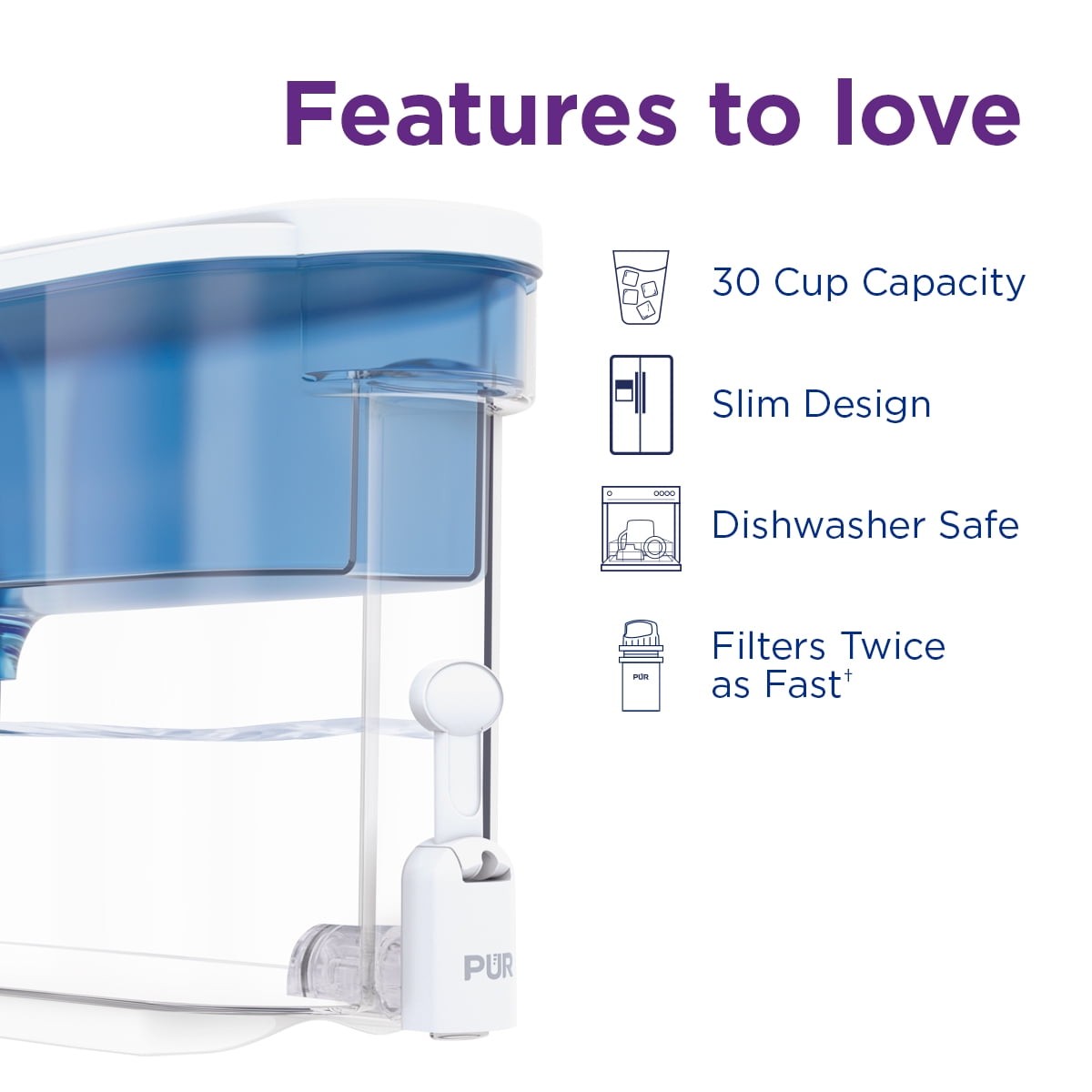 30 Cup Dispenser Filtration System, Blue/White, DS1800Z