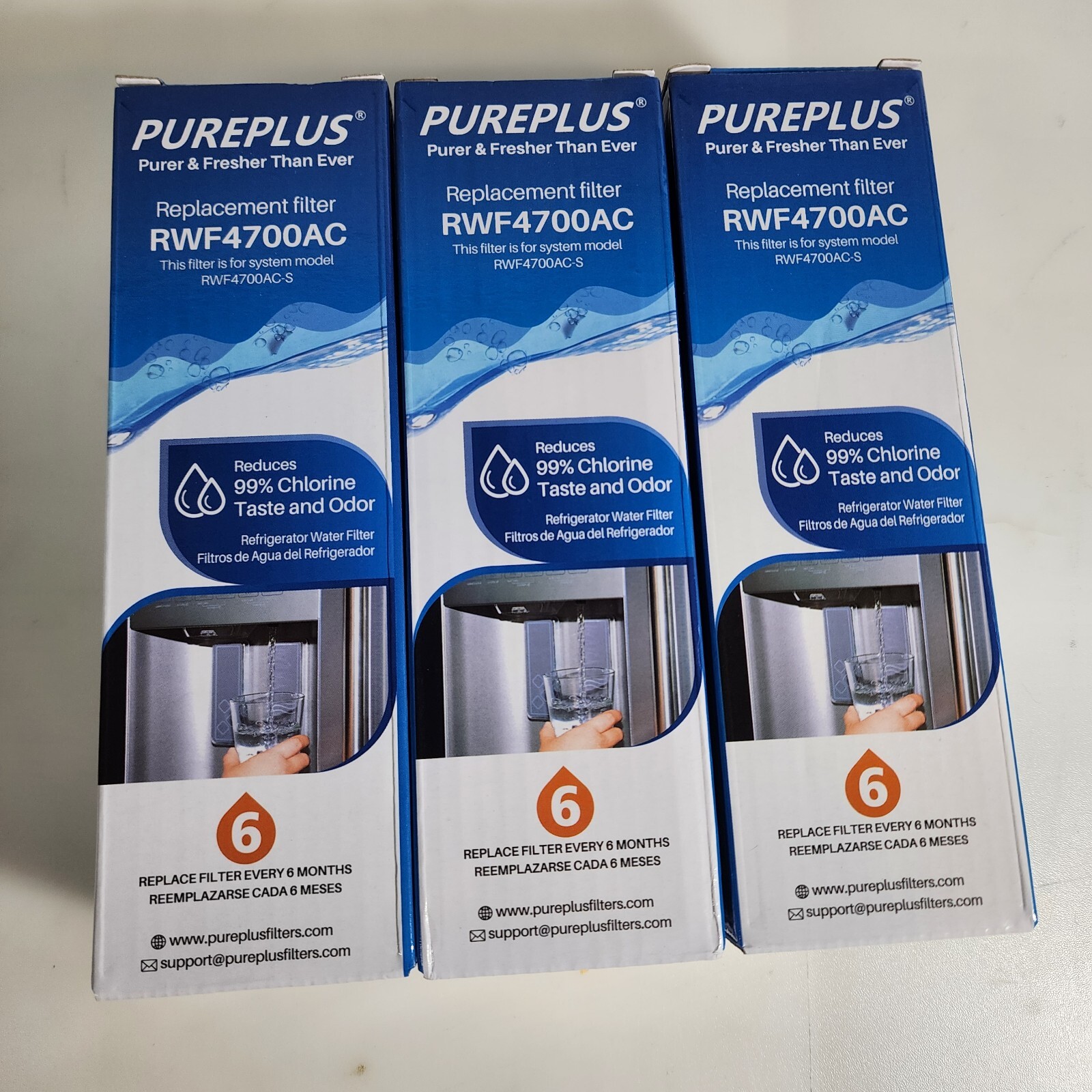 PurePlus RWF4700AC Water Filter 3 Pack + Carbon Filter 3 Pack AF004