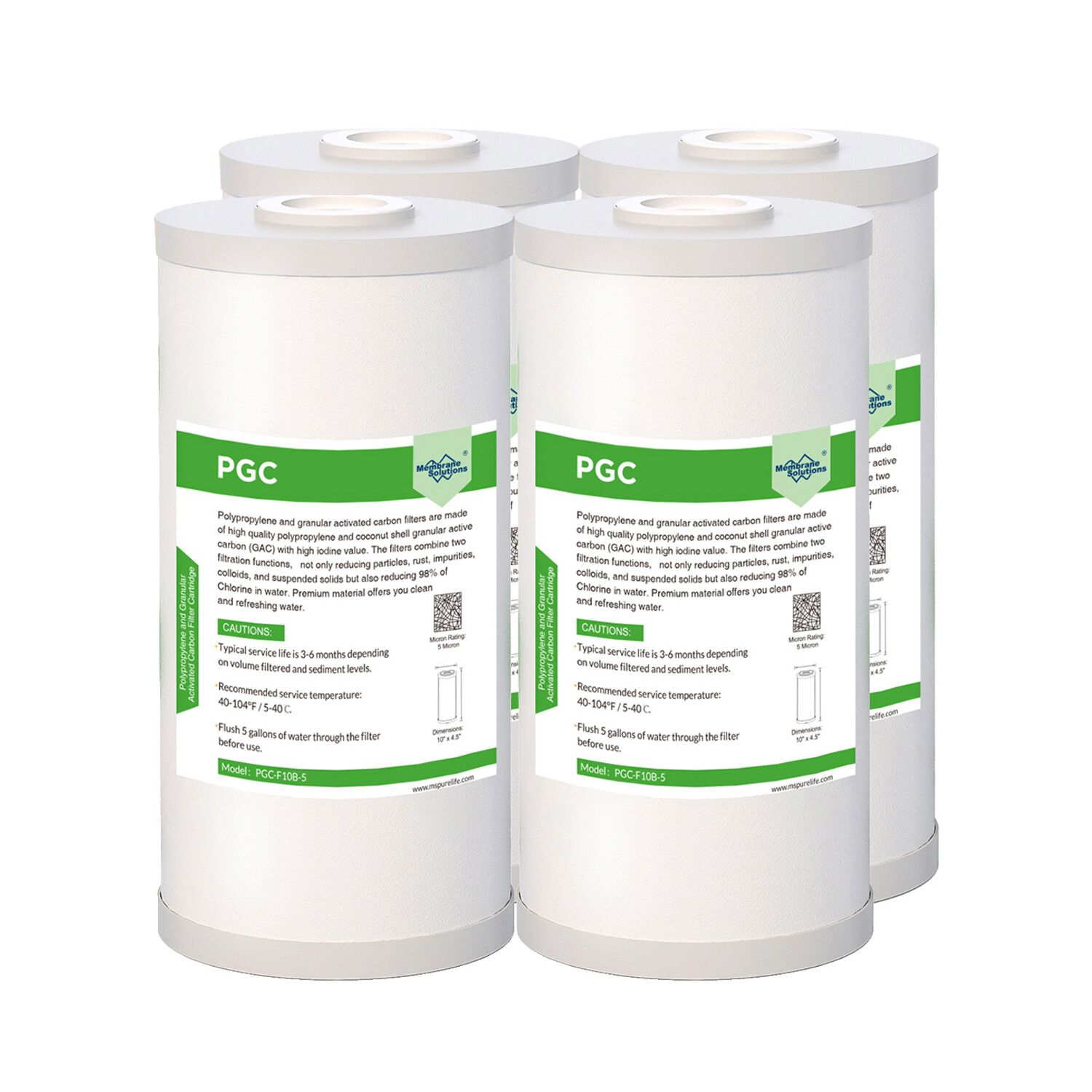 1-4 Pack 4.5″x10″ Coconut Activated Carbon Sediment Whole House Water Filter 5μm