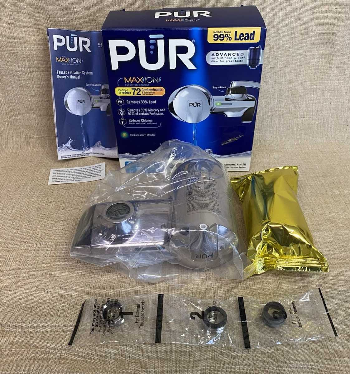 PUR PFM400H Faucet Mount Water Filter Chrome MAXION 100 Gallon Lead Reduction