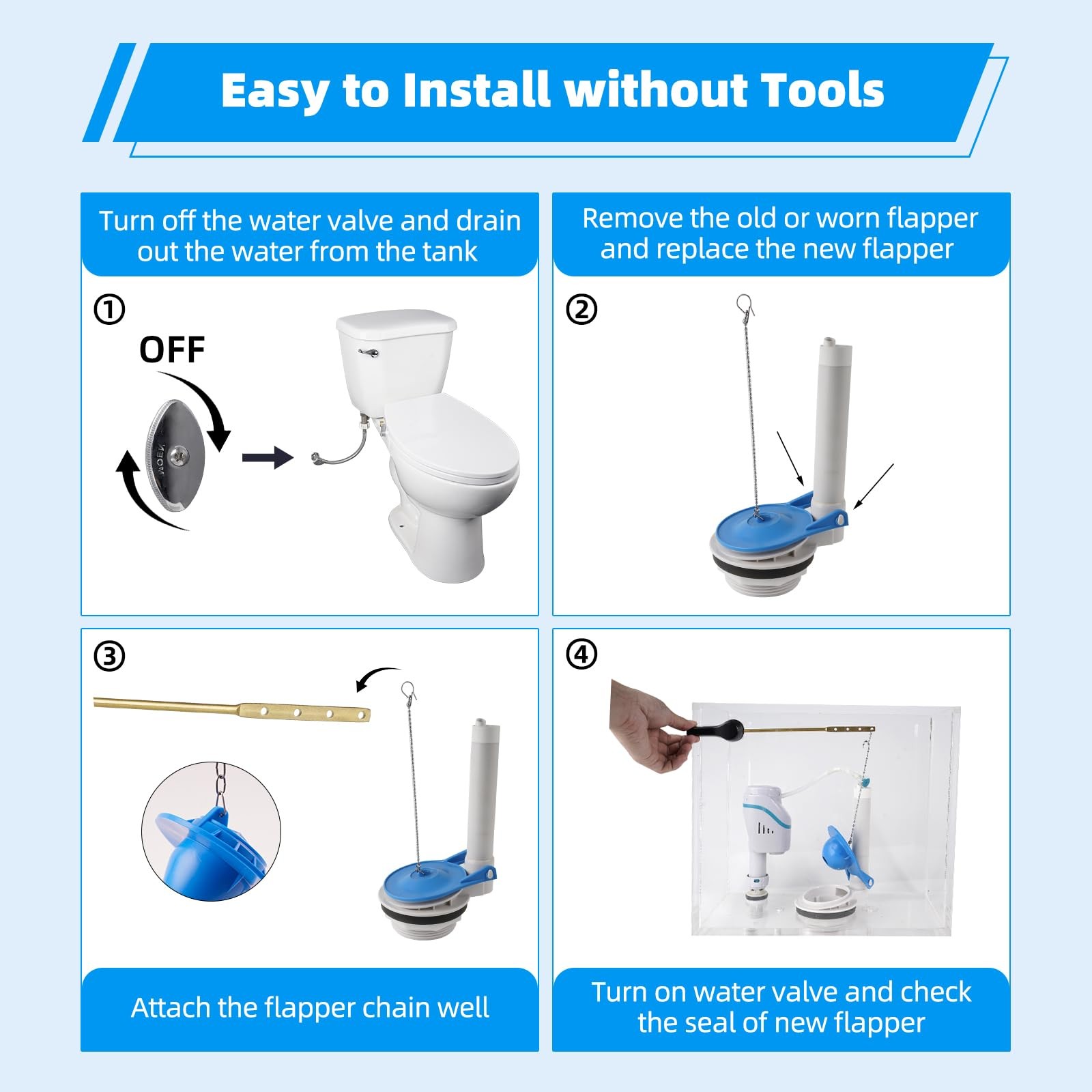 Universal 2-Inch Toilet Flappers Replacement Compatible with Gerber Toto Kohl…