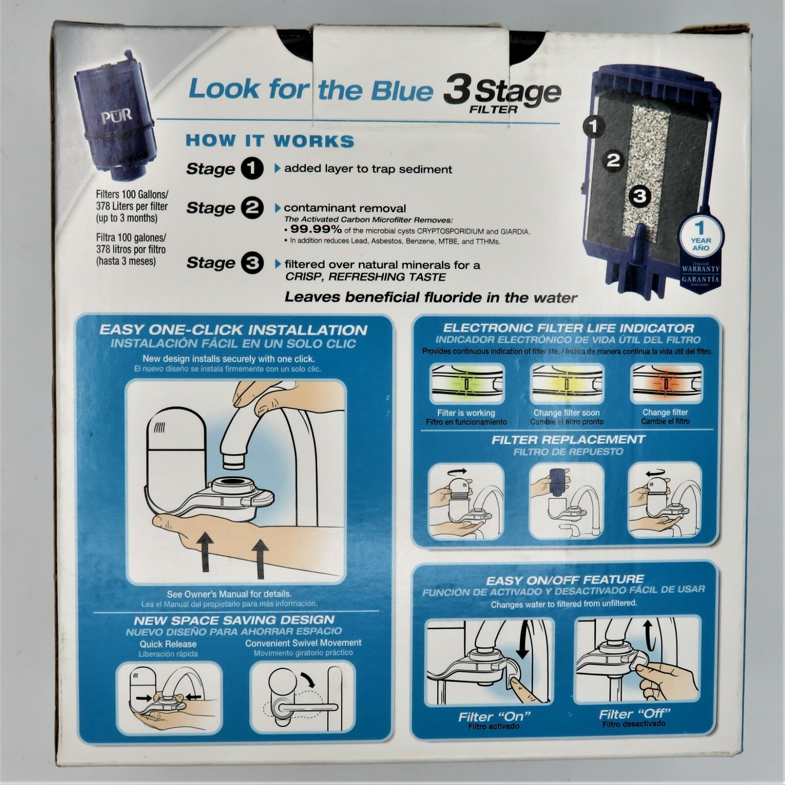 PUR Water Filtration System FM-3400B & 5 Gold 95494880 Replacement Filters NEW!