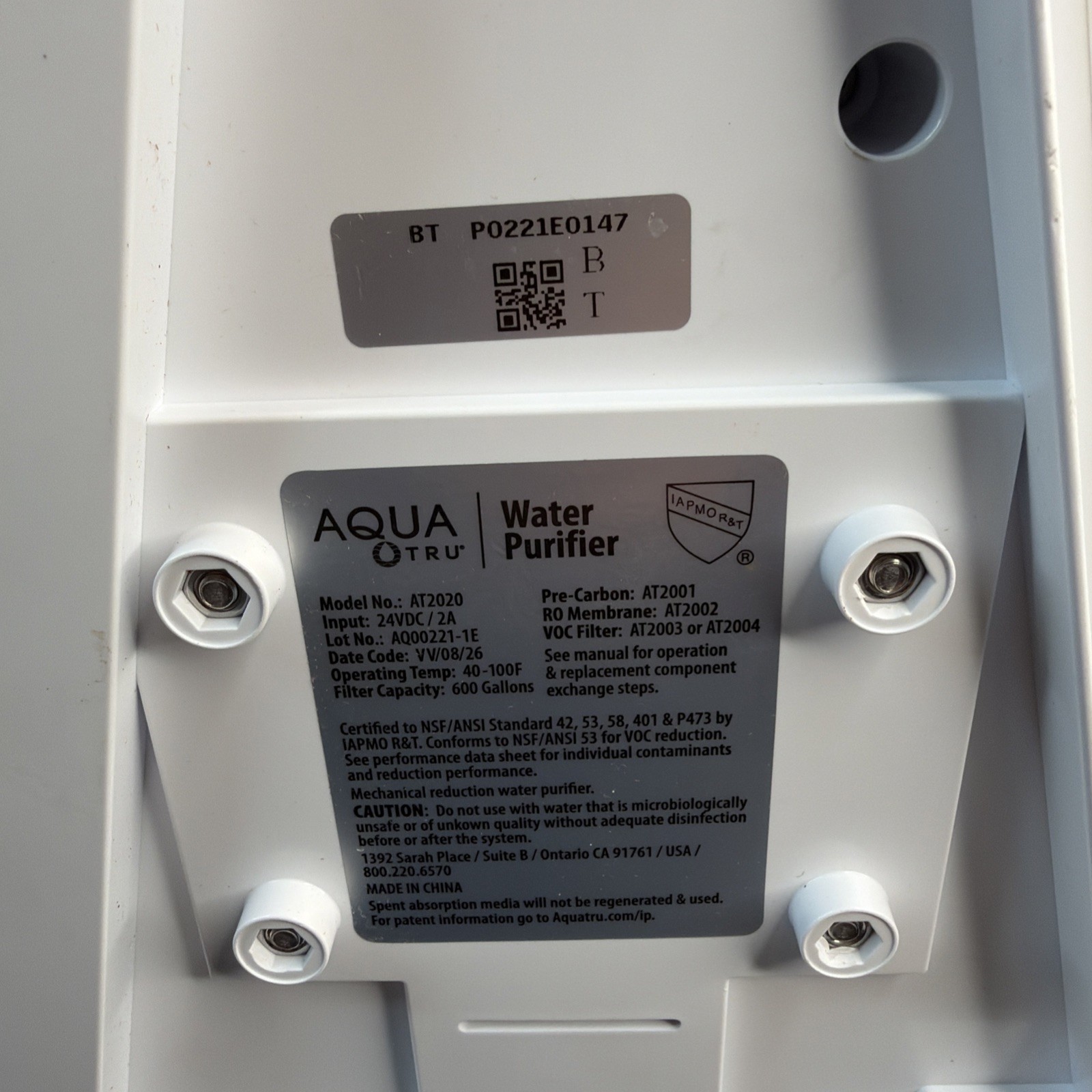 AquaTru AT2020 Classic Countertop Reverse Osmosis Water Purification Read Descr
