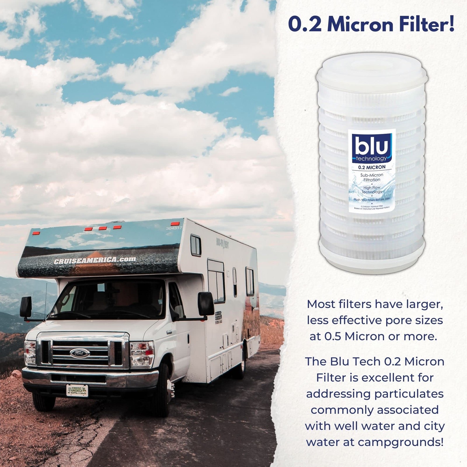 RV Water Filter Replacement 3Pack 2.5x5in 0.2 Micron HighFlow for R3/AR3