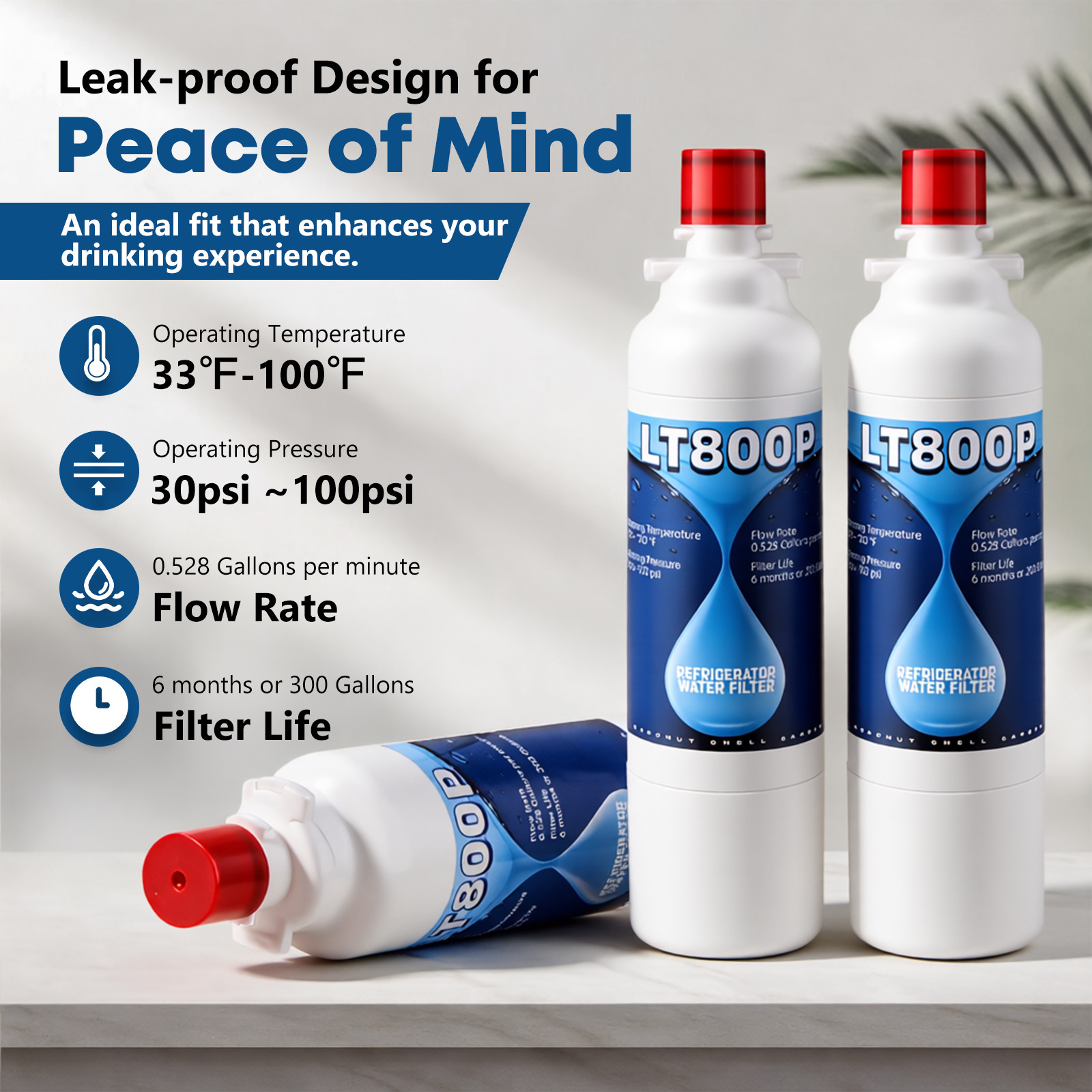 8 Pack ADQ73613401 Refrigerator Water Filter fit for LG LT800P, LT800PC, 46-9490