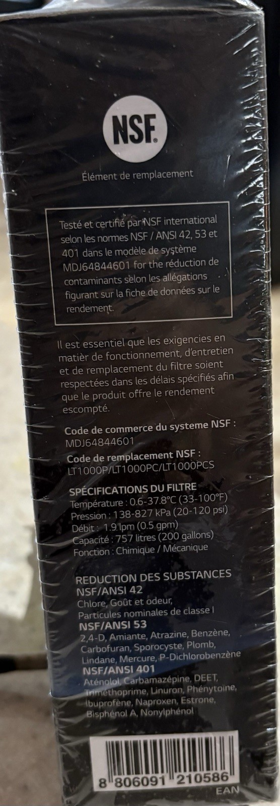 LG LT1000P Water Filter – ADQ747935 (White)