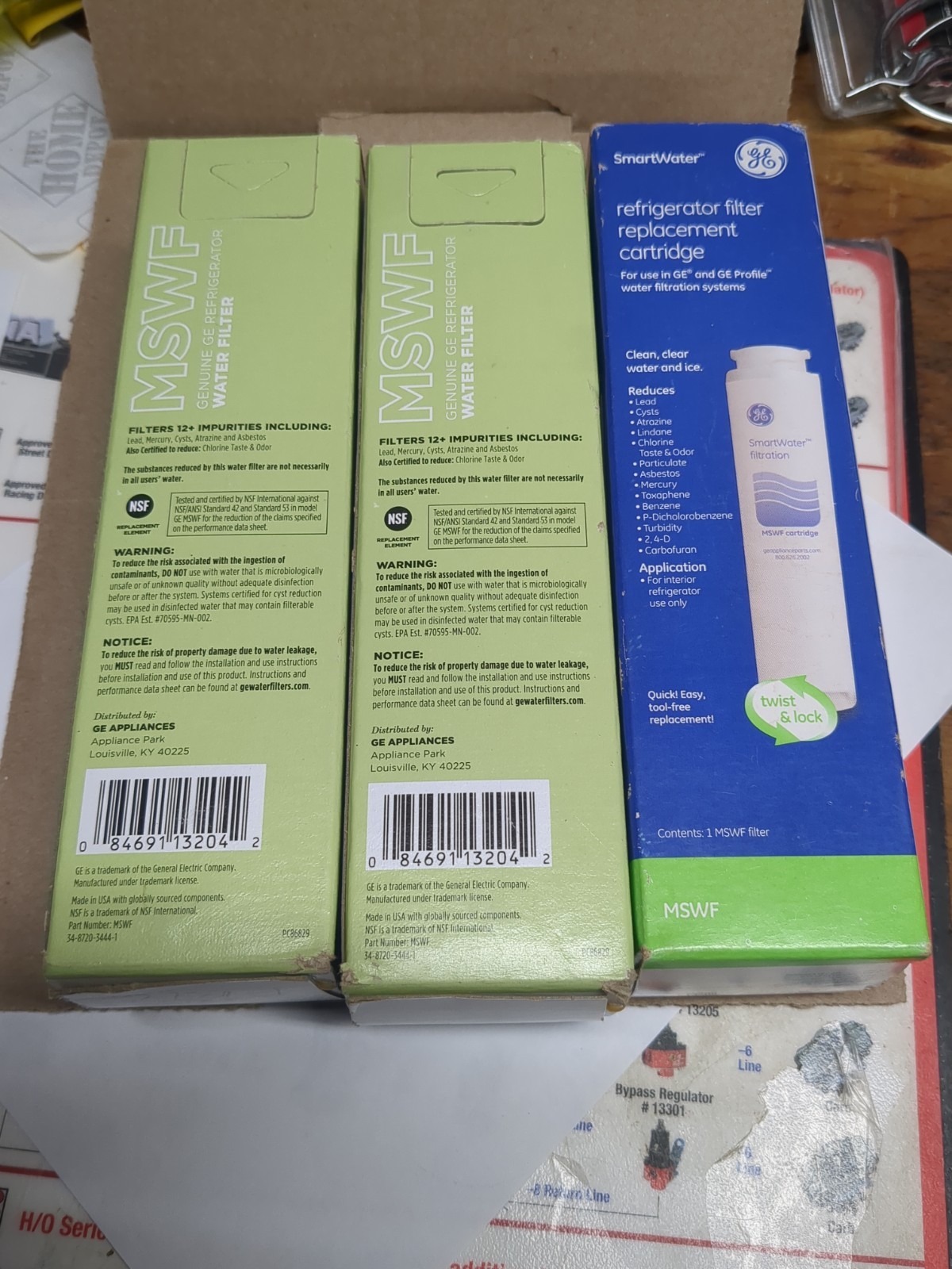 (3) GE MSWF SmartWater Refrigerator Replacement Water Filter New OEM Genuine