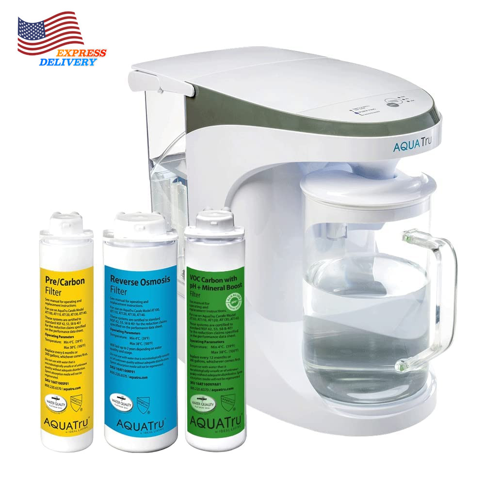 Aquatru Carafe Alkaline Countertop Water Purifier Certified 4-Stage RO System
