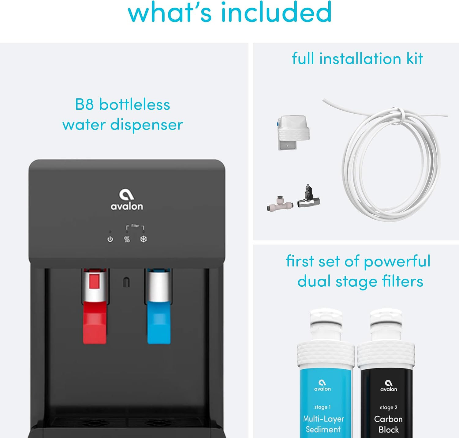 Avalon B8BLK Countertop Touchless Bottleless Water Cooler-2 Stage Water Filters