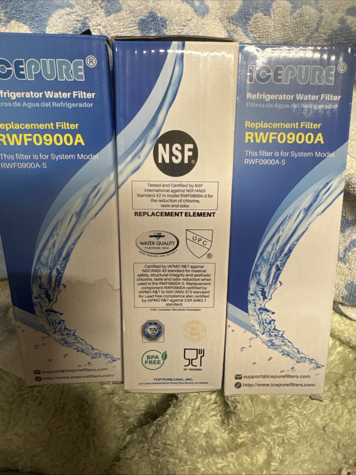 IcePure Replacement Water Filter RWF0900A NIB Lot Of 3