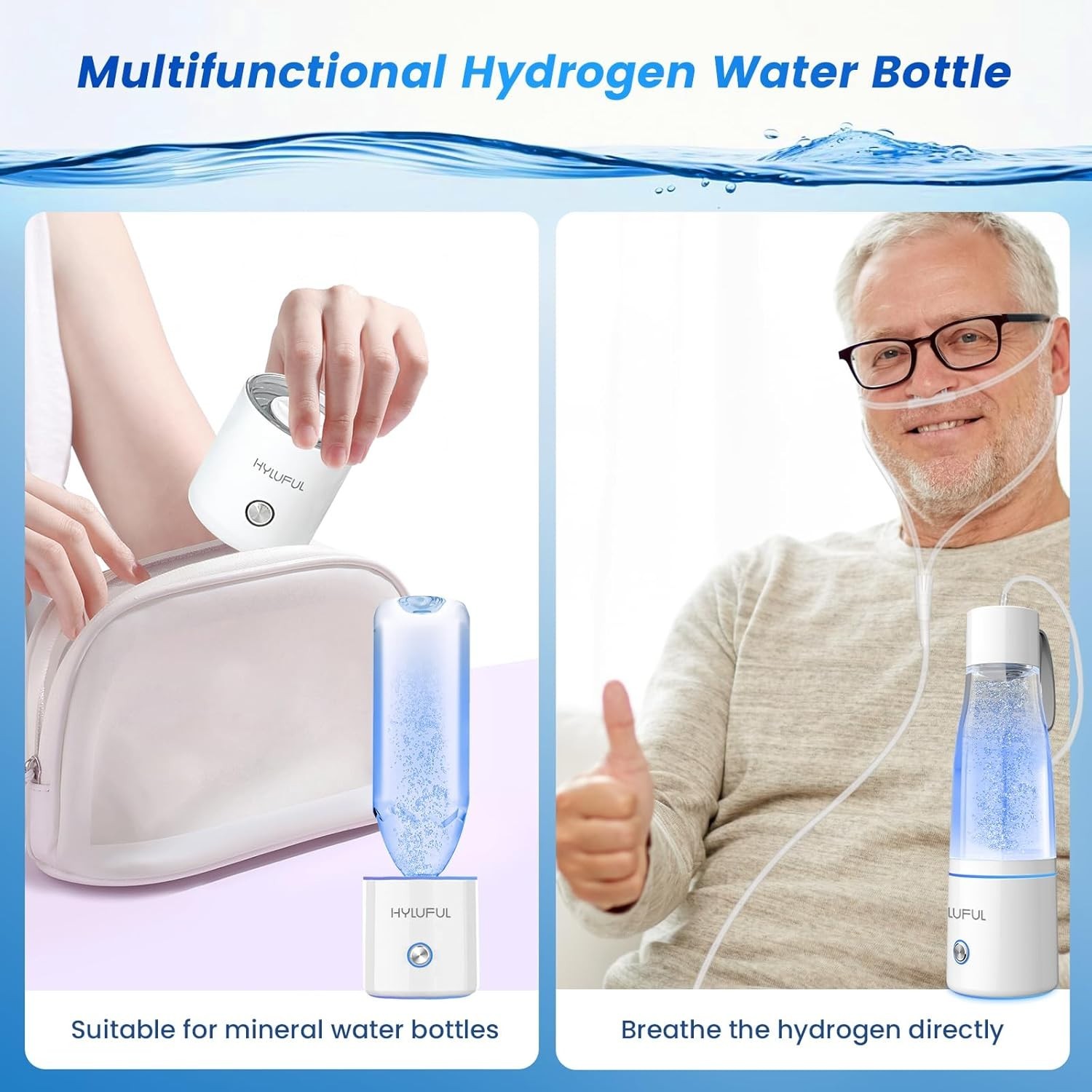5000PPB Hydrogen Water Bottle 3-in-1 SPE PEM Generator Water Ionizer