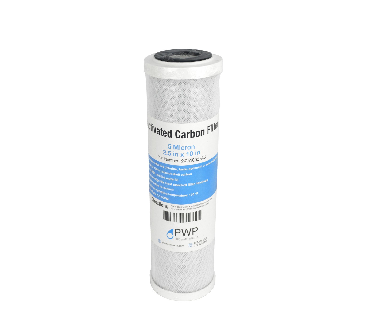 Activated Carbon CTO Water Filter Cartridge Standard 2.5 x10″ 5 Micron 5 pack