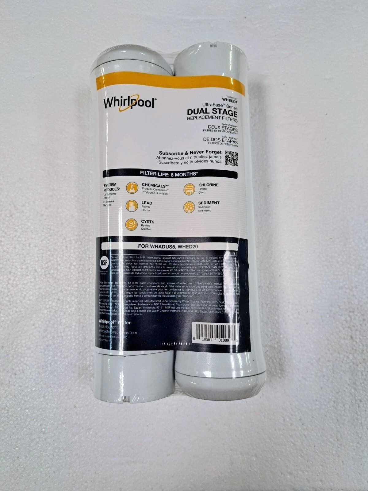 Whirlpool WHEEDF UltraEase Dual Stage Replacement Water Filter Pack