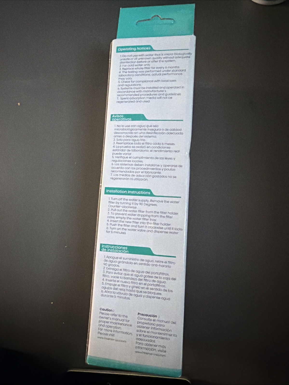Hisense 6-Month Twist-in Refrigerator Water Filter HX2017FR-A NEW IN BOX!..