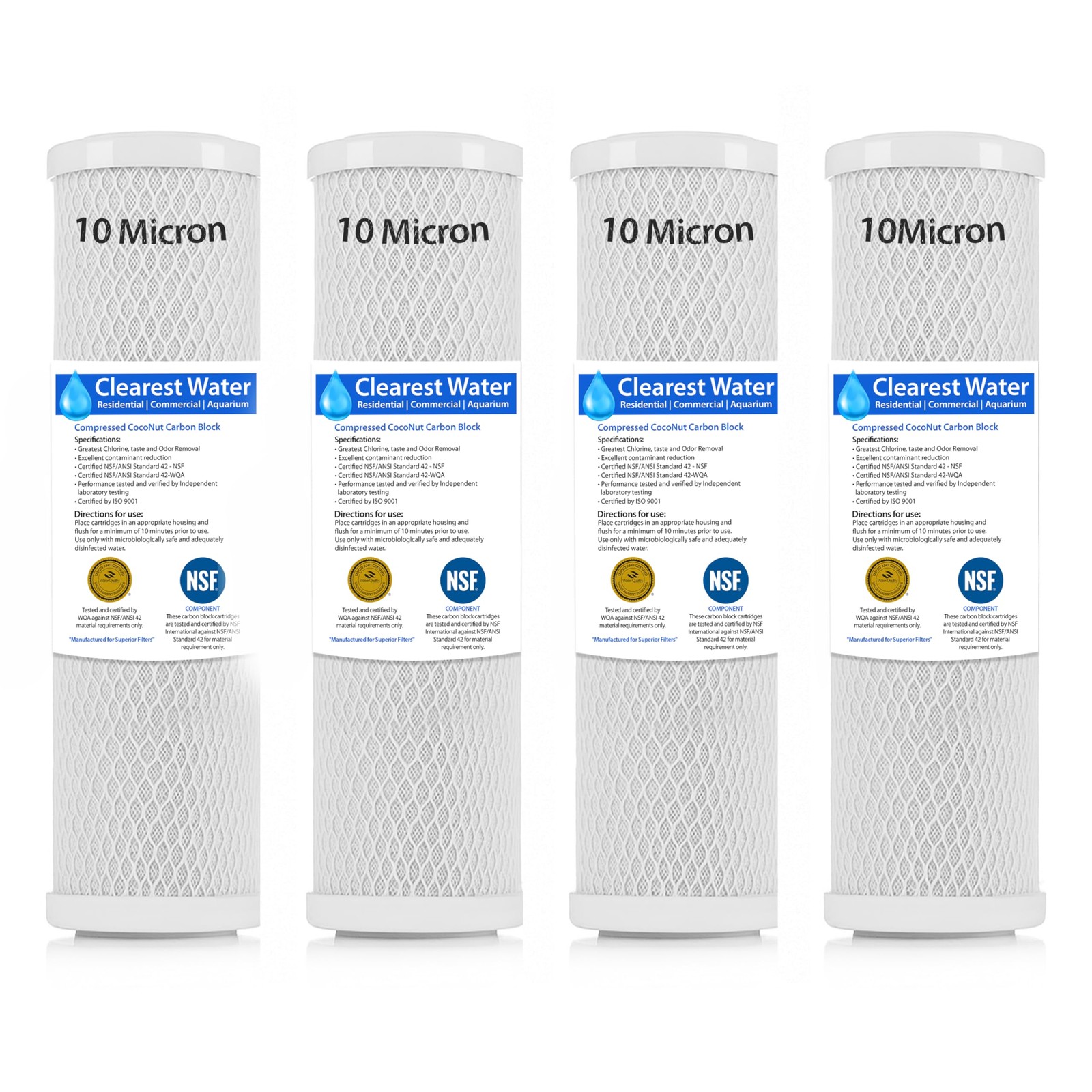 SUPERIOR FILTERS 10 Micron carbon Filter – Whole House Water Filter Cartridge –