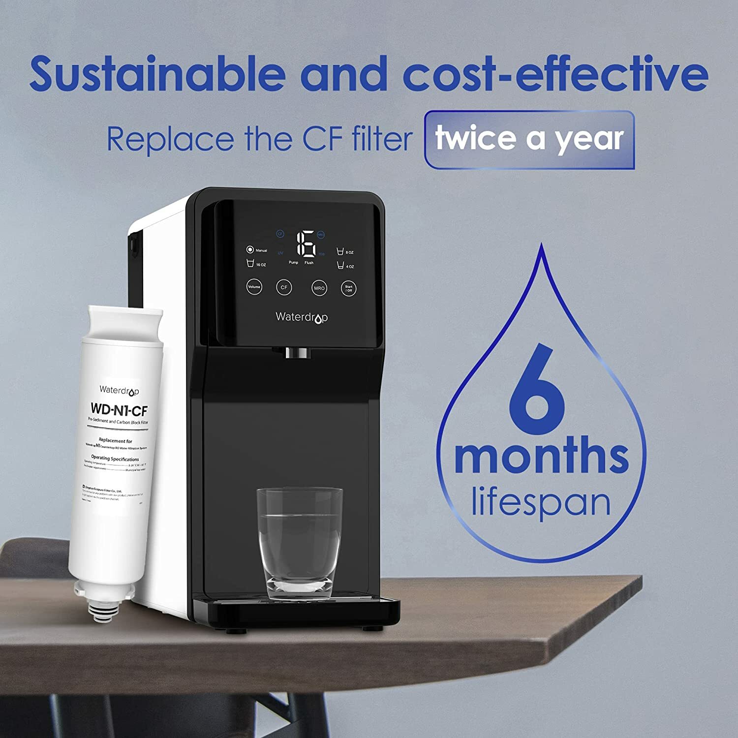 Waterdrop WD-N1-CF Filter,Replacement for WD-N1-W Reverse Osmosis System