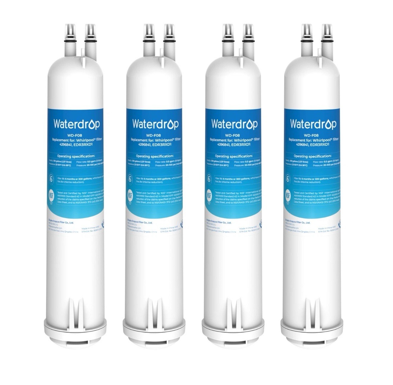 Waterdrop Refrigerator Filter, Replacement for Kenmore® 46-9083, 46-9030, 4 Pack