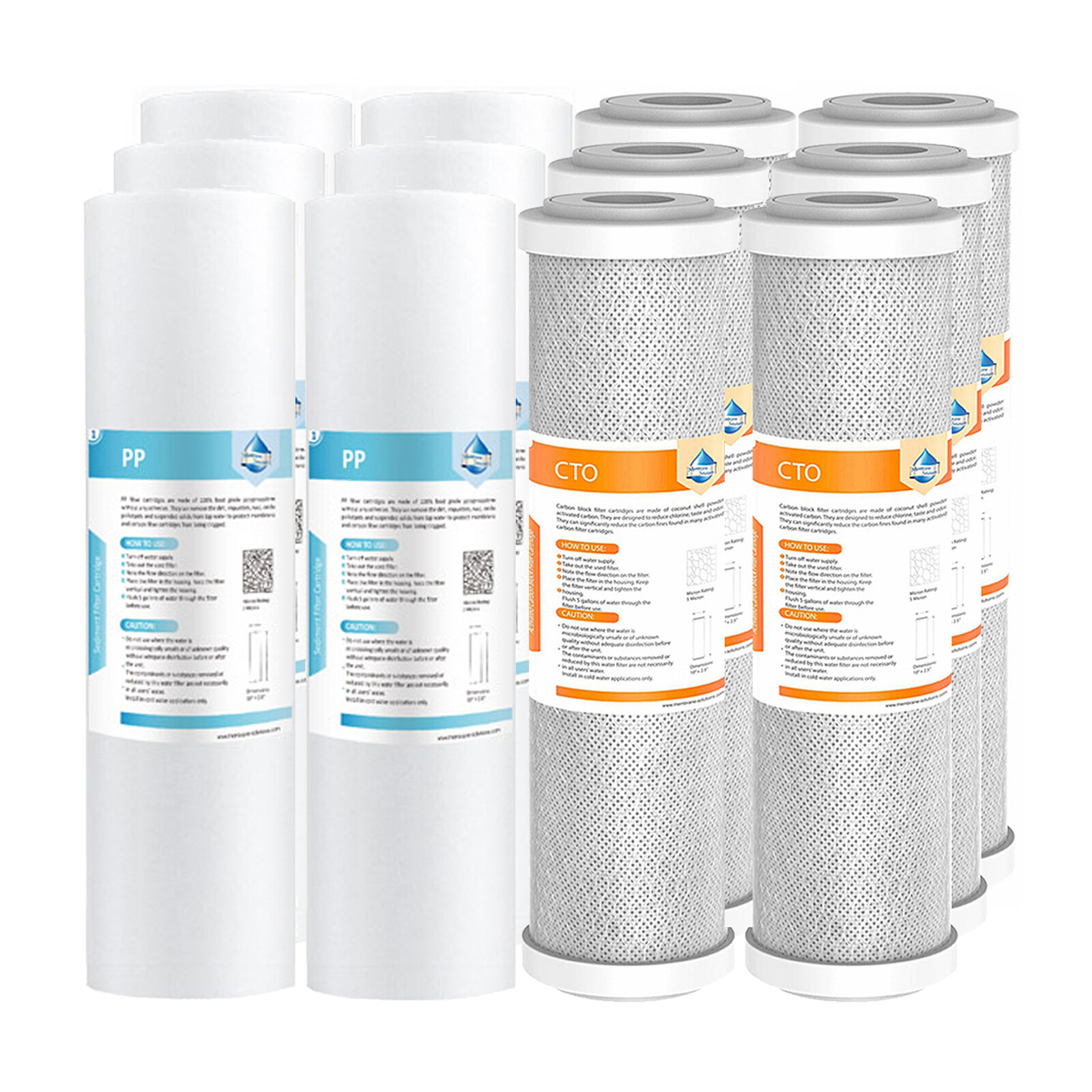 1-6 Set 10″x2.5″ 2-Stage Sediment Carbon Block Water Filter Purifier Whole House