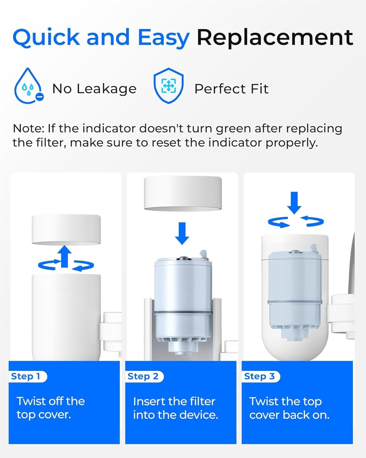 Waterdrop CF08D Faucet Filter, Compatible with All PUR®Plus, 600-Gallon (6)