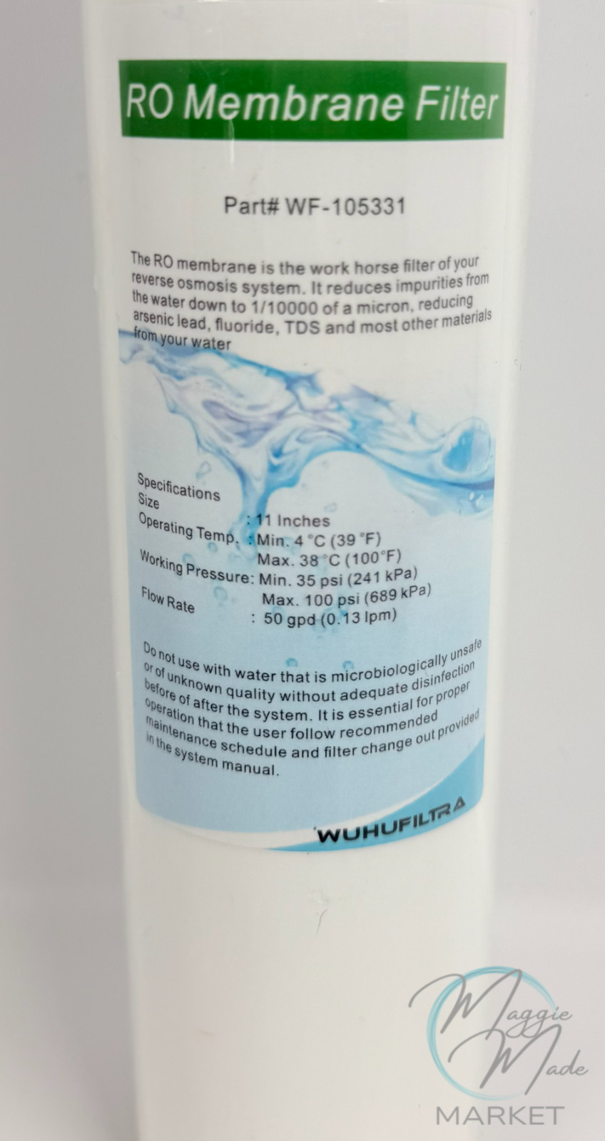 New 50 GPD TFC RO Membrane Filter Stage 3 Compatible WP105331 RO PureNew 50 GPD