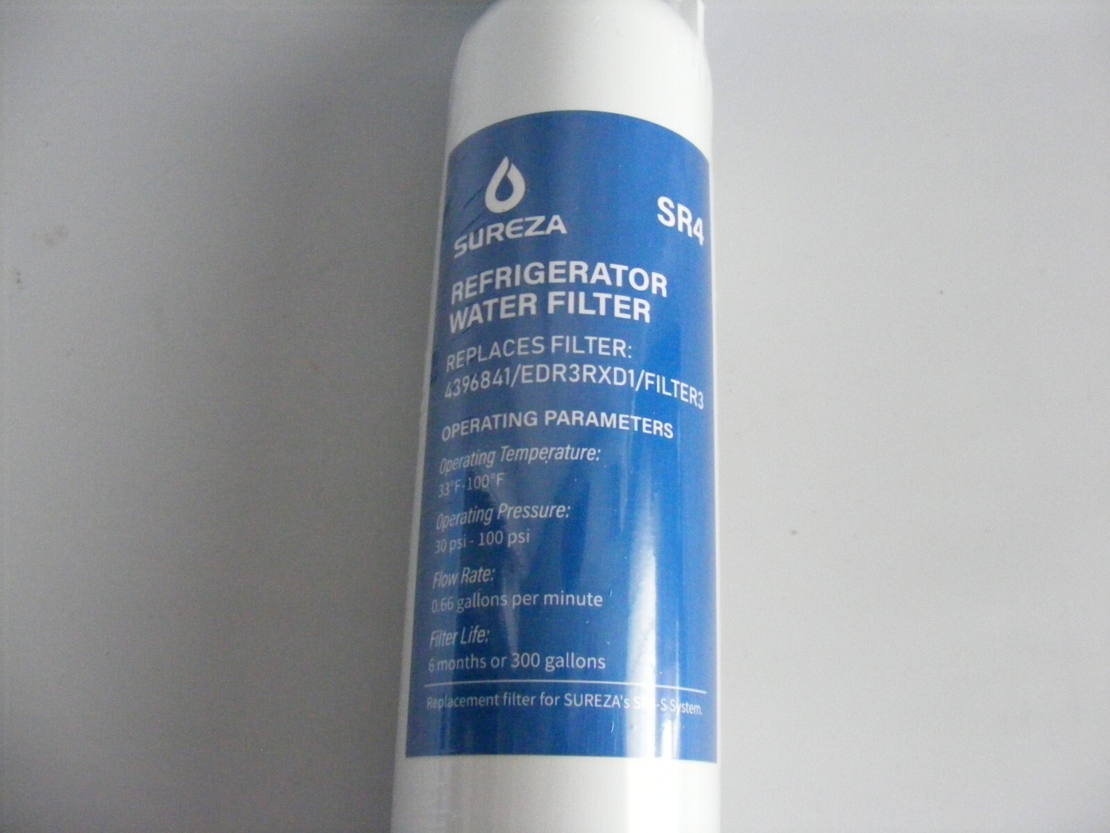 Sureza SR4 Replacement For 4396841 EDR3RXD1 Refrigerator Filter New Sealed