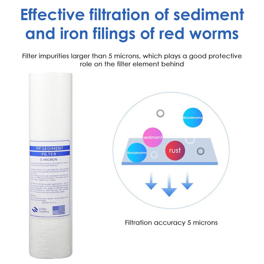 4/8x 1/5 Micron 10″ x 2.5″ PP Sediment Water Filter Whole House Cartridge