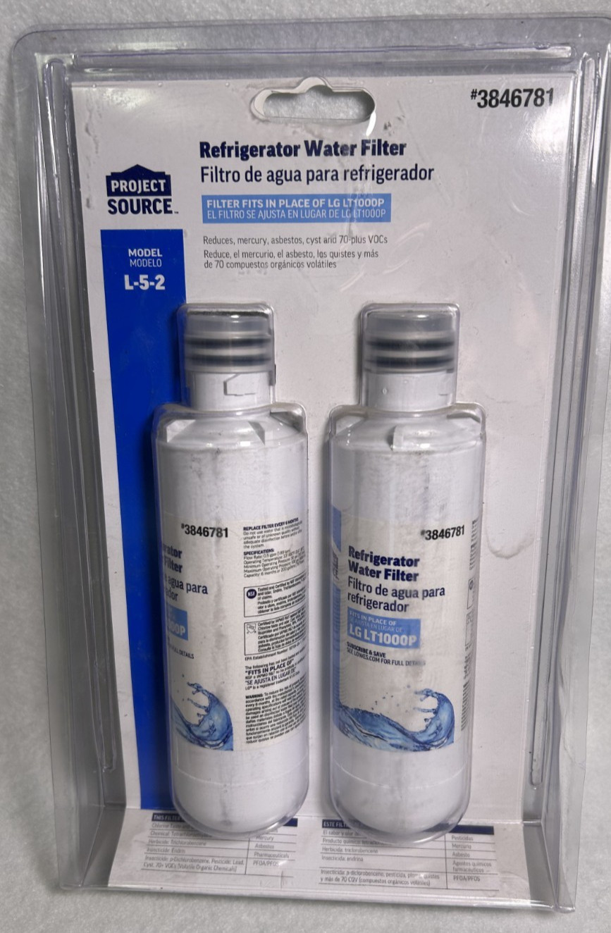 Project Source Refrigerator Water Filter L-5-2 Fits LG LT1000P 2-Pack 3846781