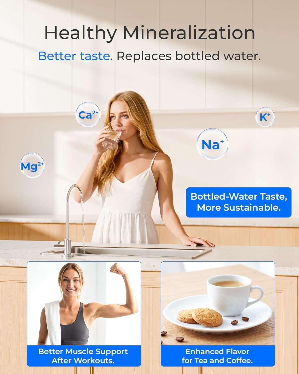 Waterdrop T3-T 220 GPD, Remineralization 7-Stage Reverse Osmosis System No Power