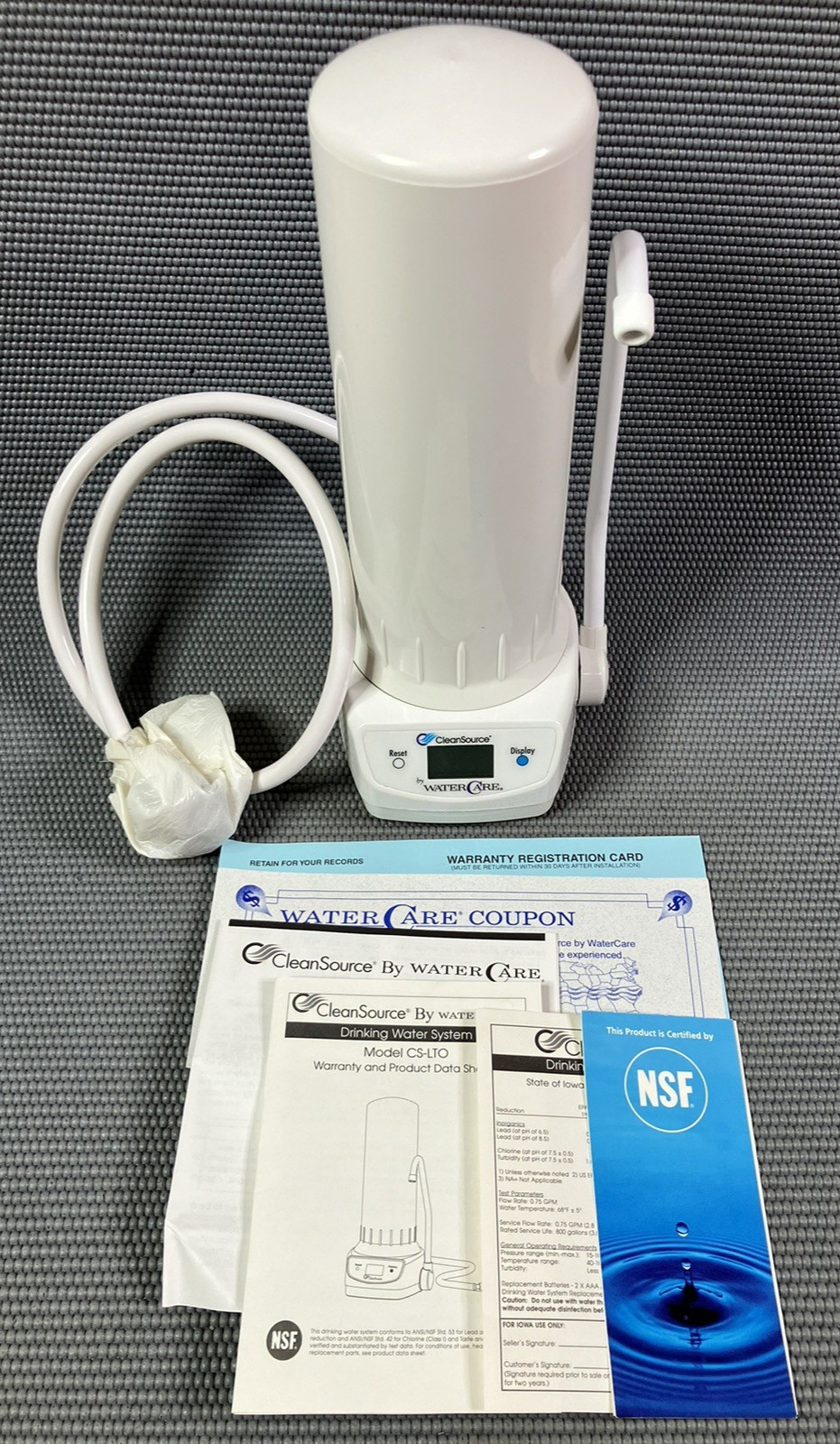 CleanSource Countertop Water Filtration System Reduces 99%,NSF (1 Filter Incl.)