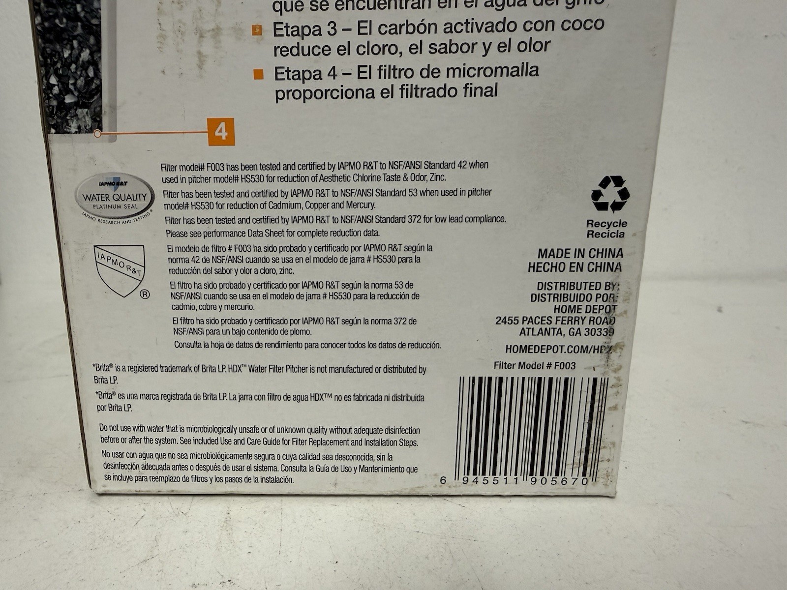 8-Pack HDX F003 Universal Water Filter Cartridges -Compatible W/ Brita Pitchers