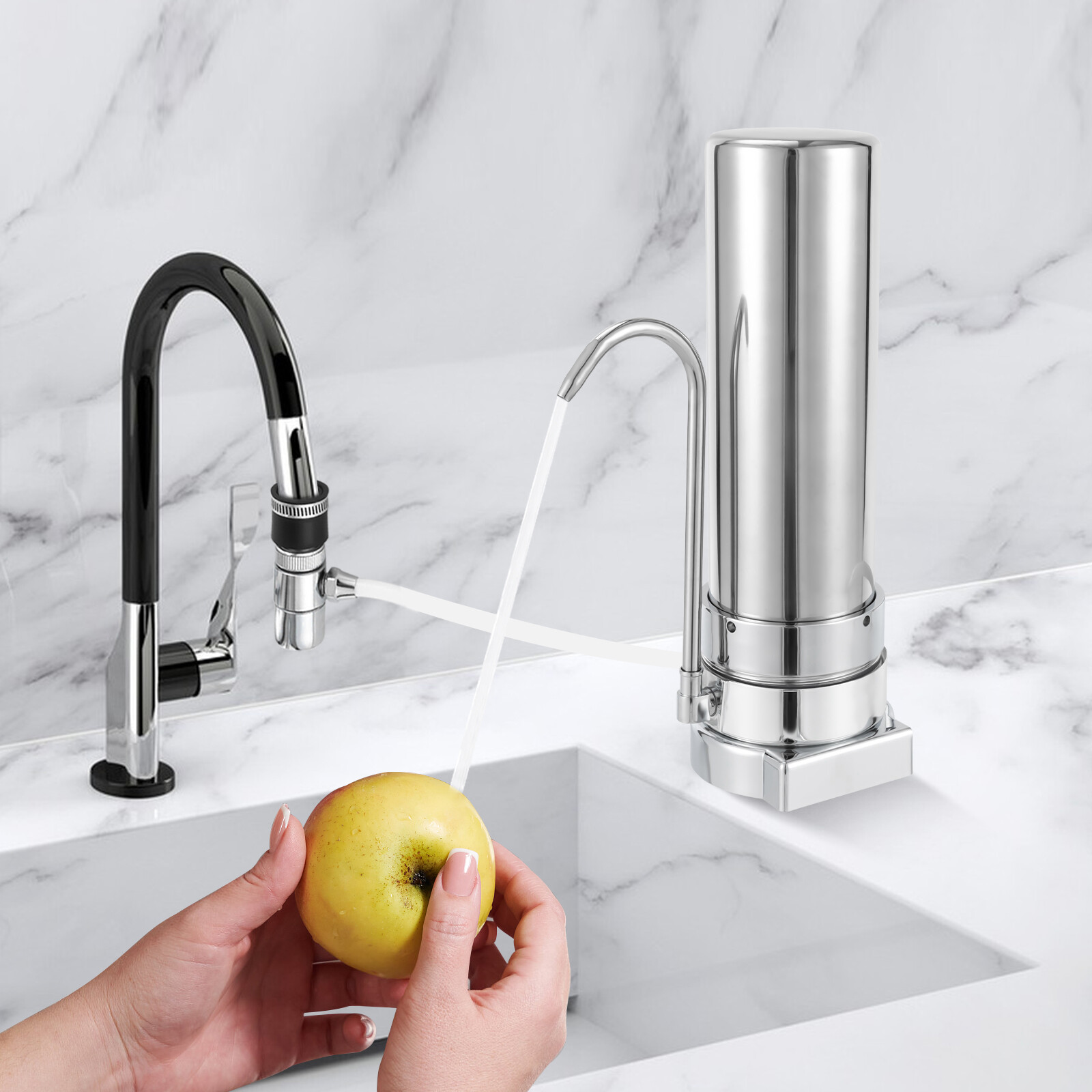 304 Stainless Steel Countertop Filter System for Tap Water Filtration Silver New