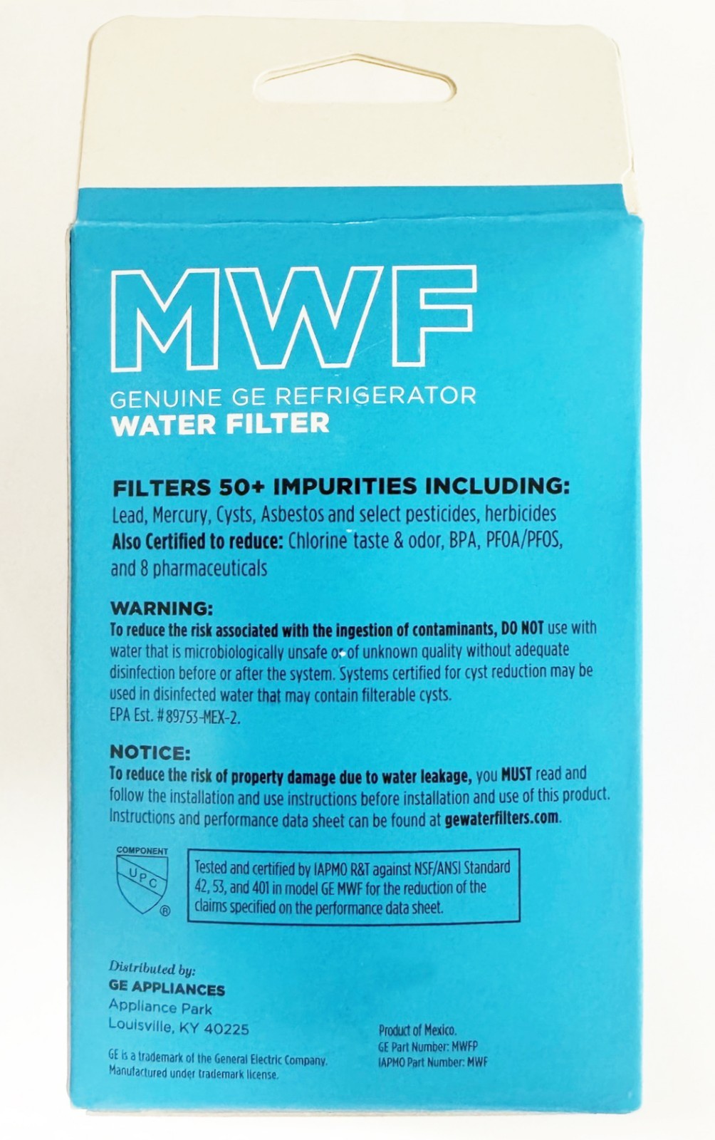GE Appliances MWF Refrigerator Water Filter, Genuine Replacement Filter