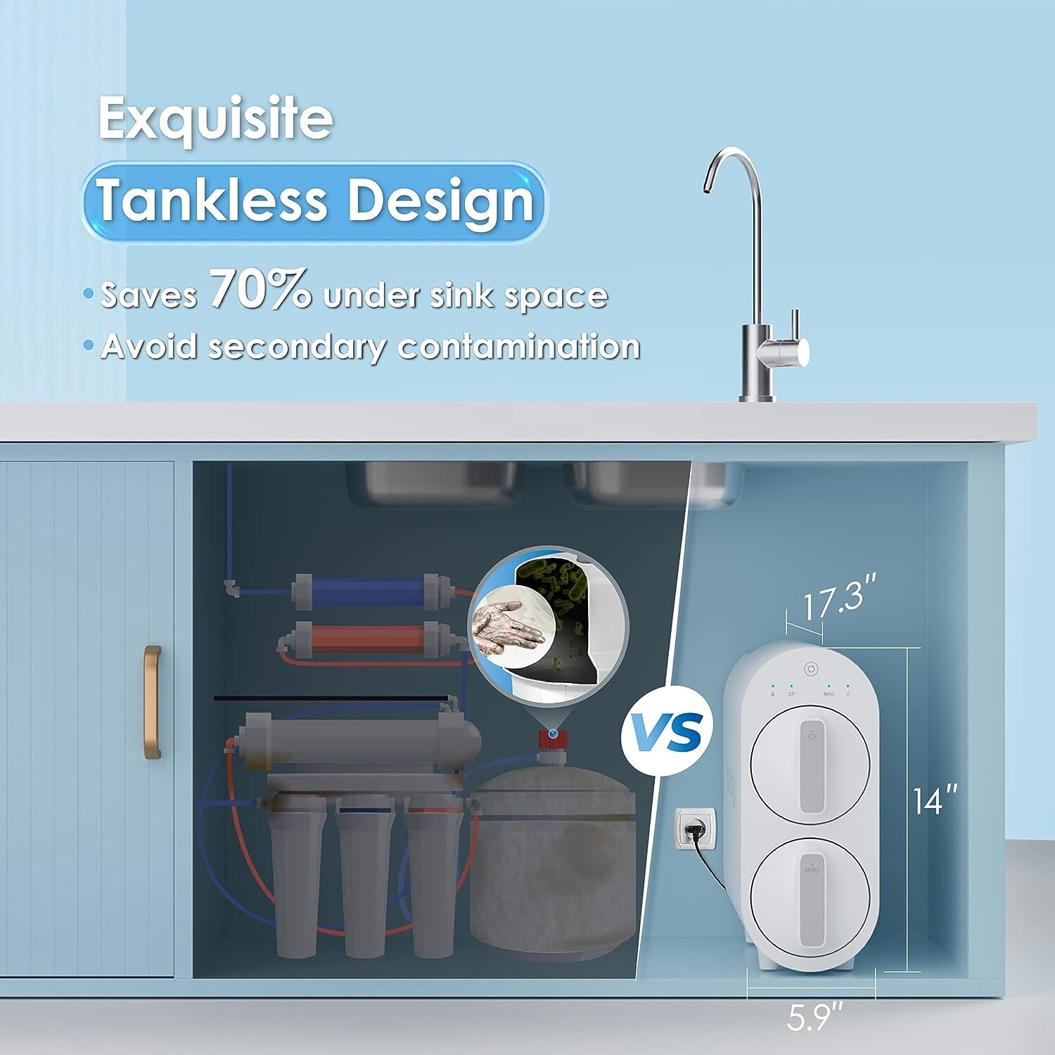 Waterdrop G2 Reverse Osmosis System,Tankless,400 GPD -Certified Refurbished
