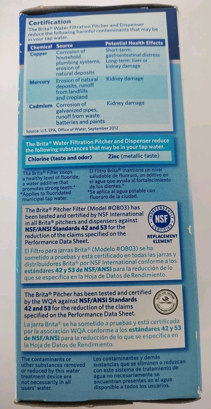 SEALED 2 Pack- Brita Water Replacement Filter 4 Pitchers 40gal Ea Reduce Metals