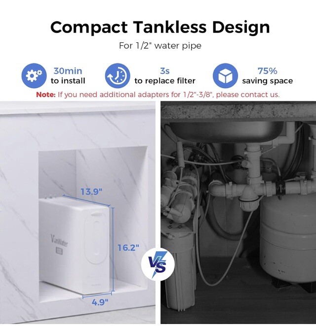 800GPD Tankless Reverse Osmosis Water Filter System high Flow UnderSink-VonWater
