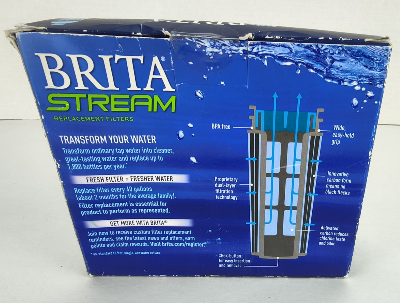Genuine Brita Stream Replacement Water Filters – 3 Count – New 40 Gallon