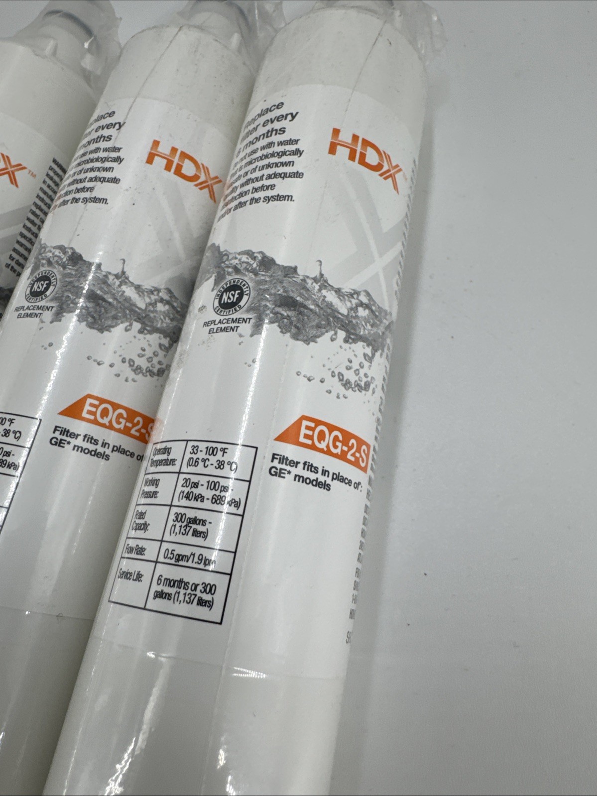 Lot of 3 HDX EQG-2-S Refrigerator Water Filter for GE Model RPWFE Fast Shipping.