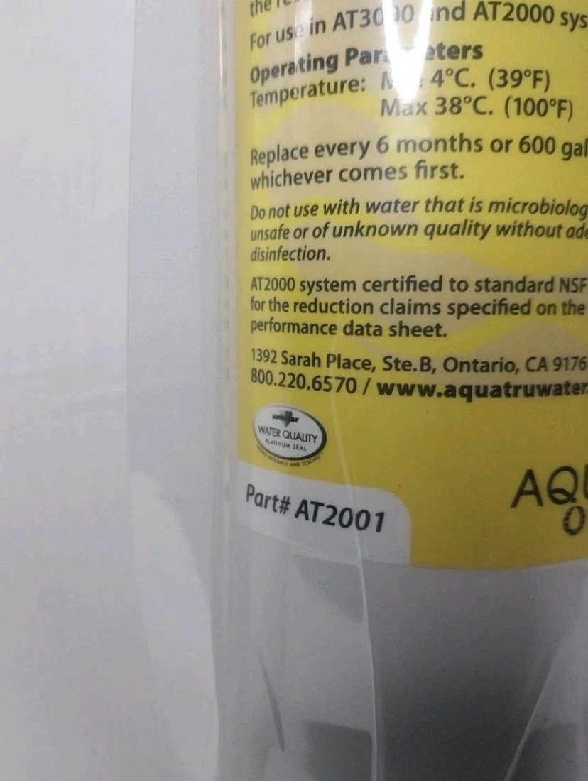 AquaTru Pre Carbon Water Filter Stages 1-2 Filter AT2001 New Sealed Fast Ship